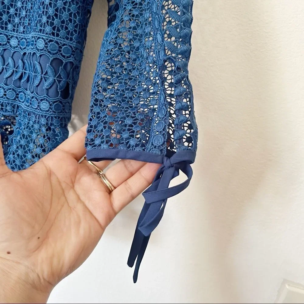 Anthropologie Shoshanna Blue Lace Peplum Top NWOT Medium